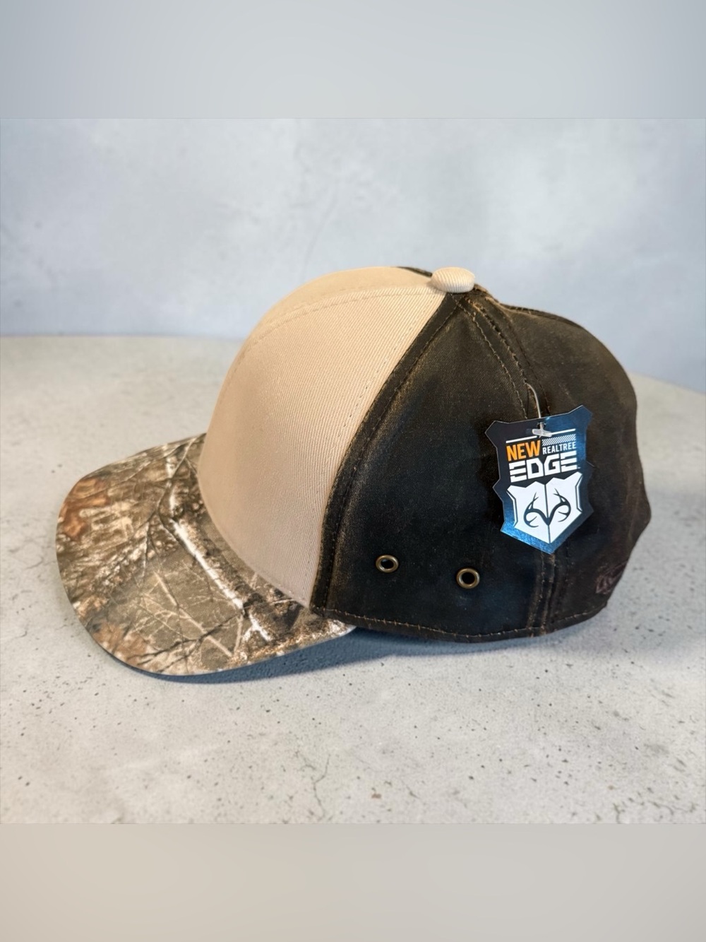 Realtree Edge Hunting Camo Baseball Cap Hat Black Tan One Size Fits Most